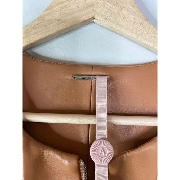 NWT Alexis Long Sleeve Vegan Leather Cameron Mini Dress Color Block Size: Large - Picture 6 of 9